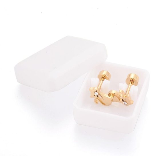 Teeny Tiny little cat kitten Stud earring screw back & CZ accent Mix&Match 2/$10 - Picture 2 of 4